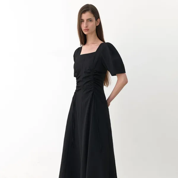 (OP-6273)SQUARE NECK PUFF LONG DRESS