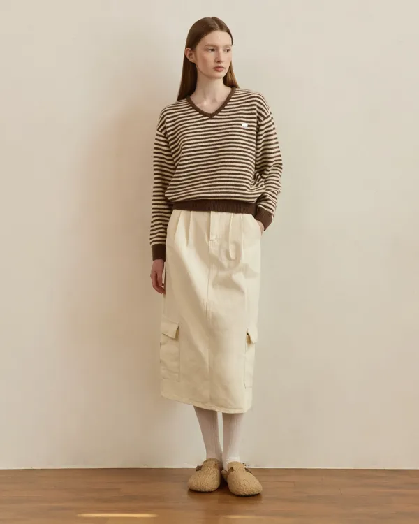 Lata cargo pocket long skirt - ivory