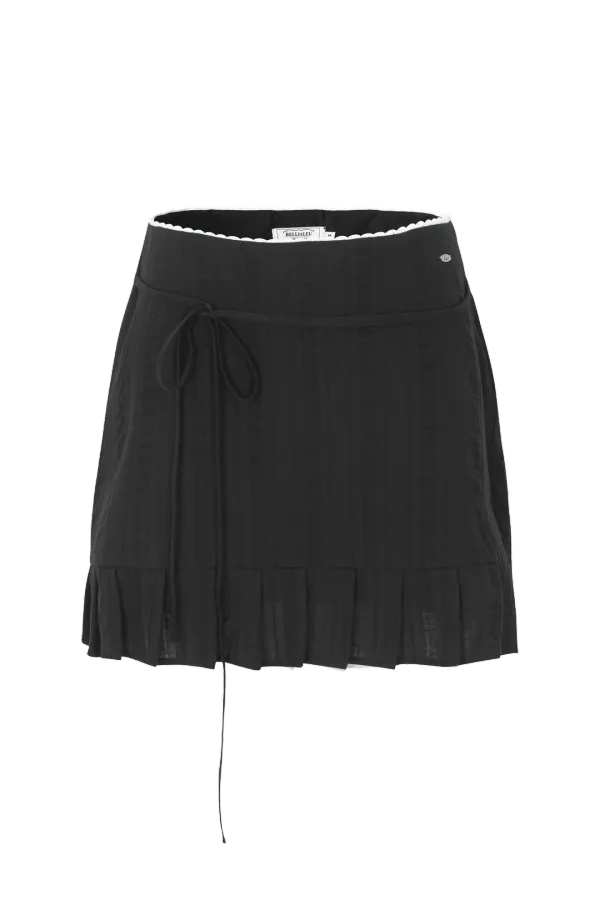 Pleats ribbon mini skirt