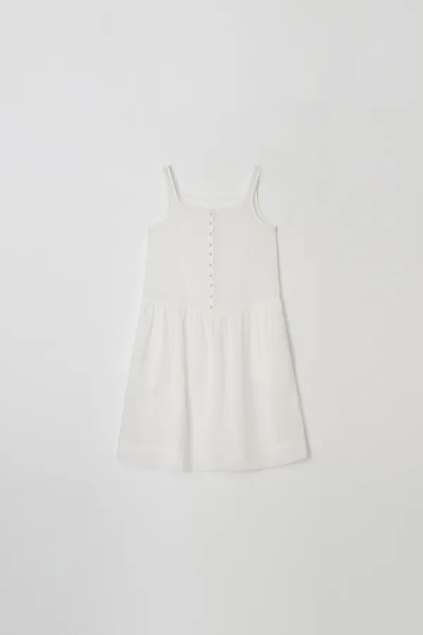 Sheer Button Dress (white)