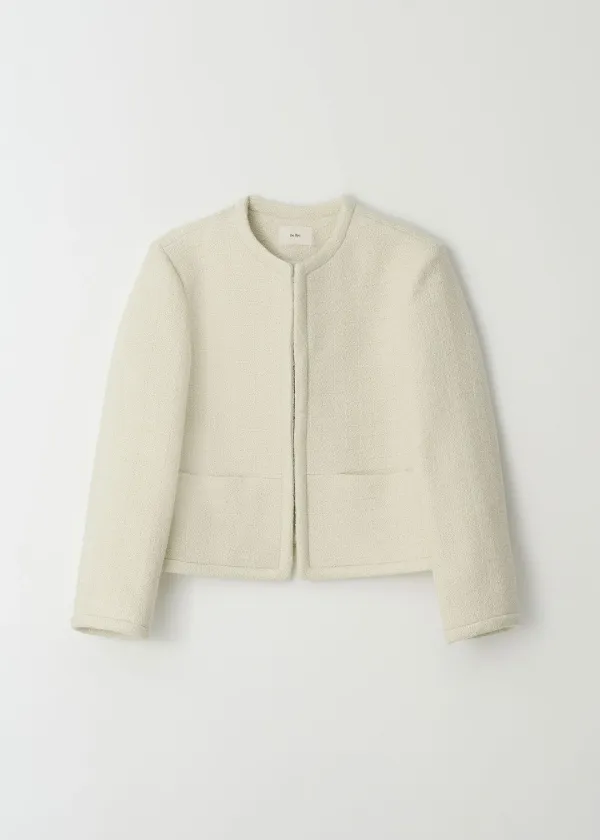 Tweed Wool Straight Jacket(Ivory)