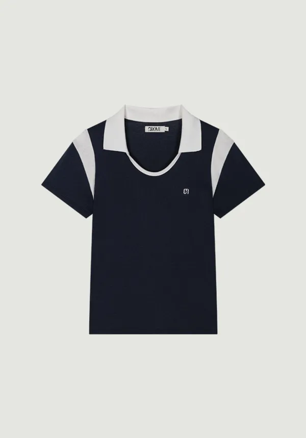 ELA U-NECK COLLAR T-SHIRT