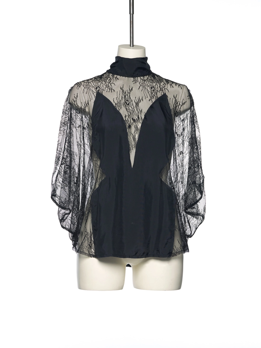 푸쉬버튼 SS25 NAVY RABBIT MESH TOP 상품 이미지 1