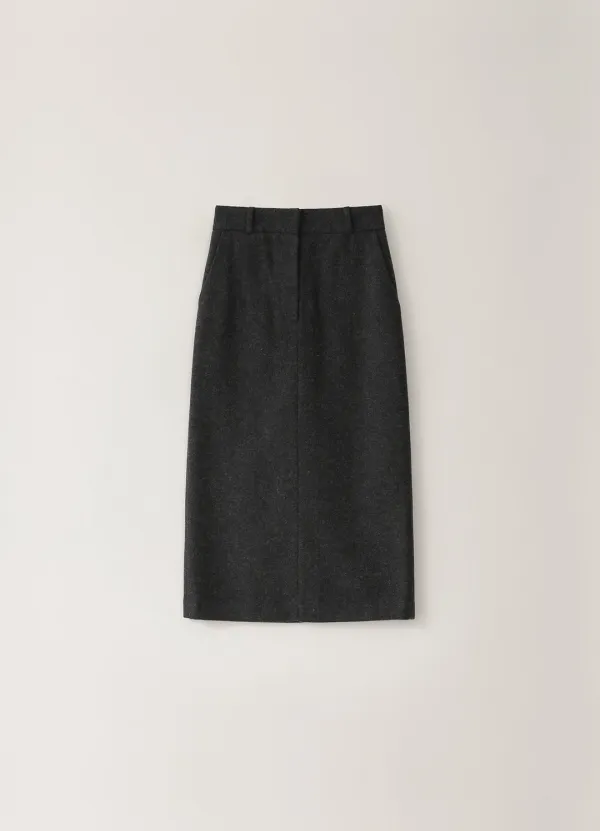 [Limited] Slim H-line Long Skirt - Charcoal