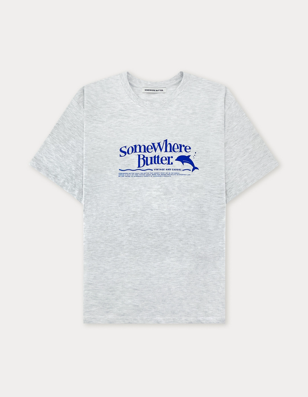 Dolphin Wave Logo Over-Fit Top - White Melange