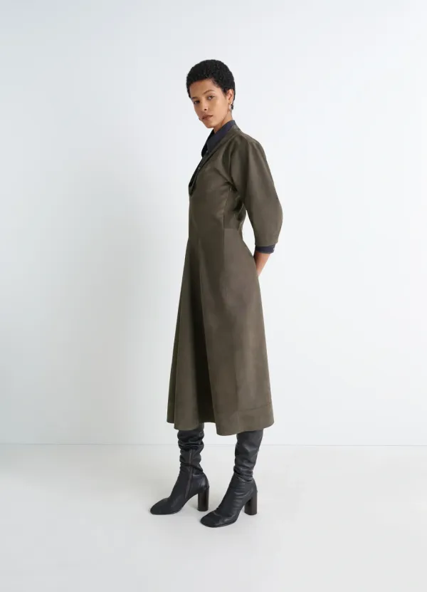 LEATHER V-NECK DRESS