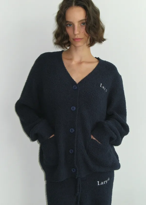 Sweet Dream fluffy cardigan pants set (navy)