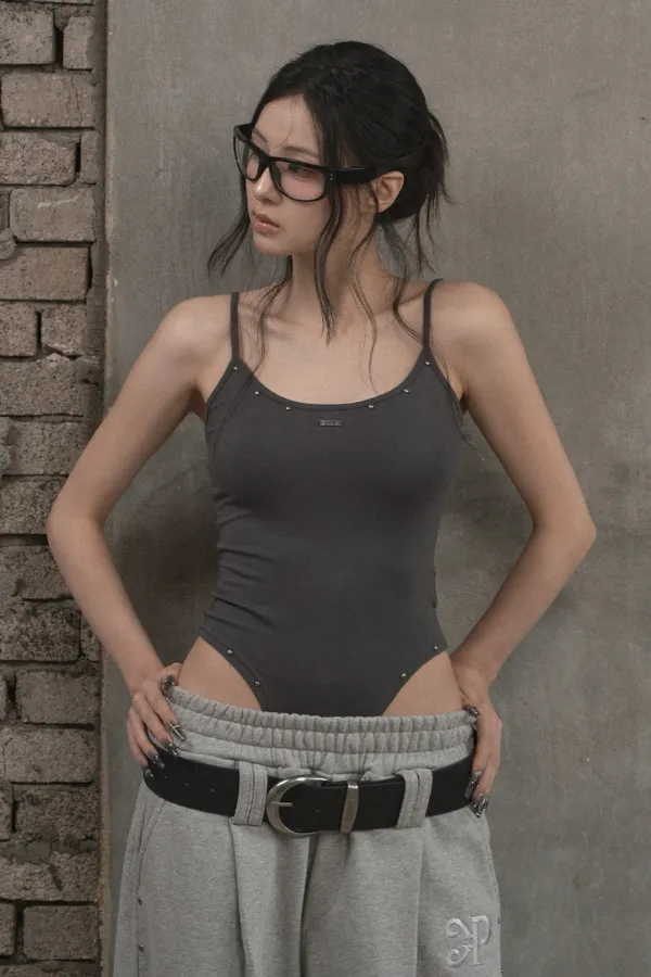 Stud Bodysuit Sleeveless (charcoal)
