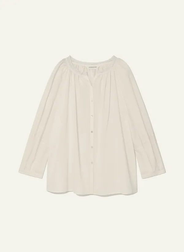 Gather Cotton Blouse Ivory