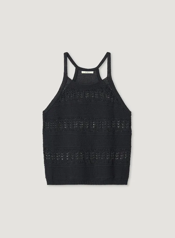 PIA CROCHET KNIT SLEEVELESS_CHARCOAL