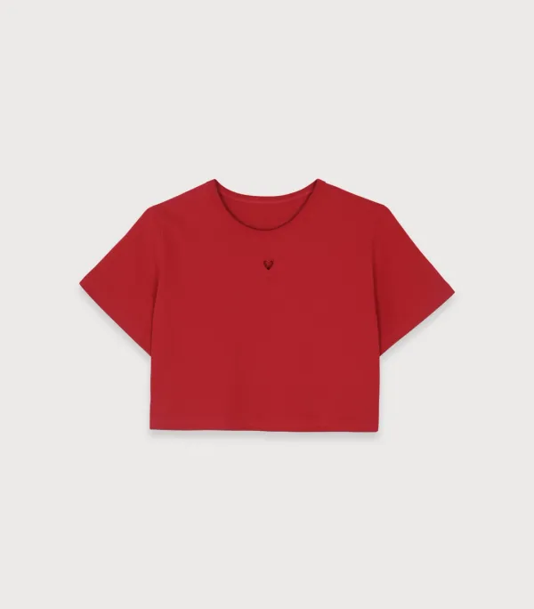 Poem crop t-shirt - red