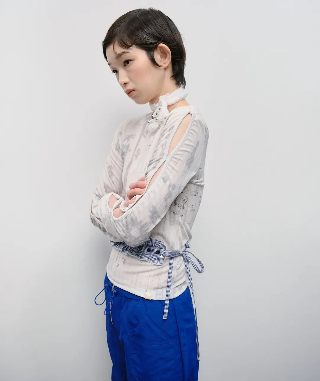 타입서비스 Sleeve Cut Out Top [Gray] 상품 이미지 2
