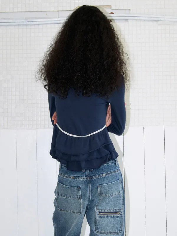Ruffle Binding T-Shirt [Navy]