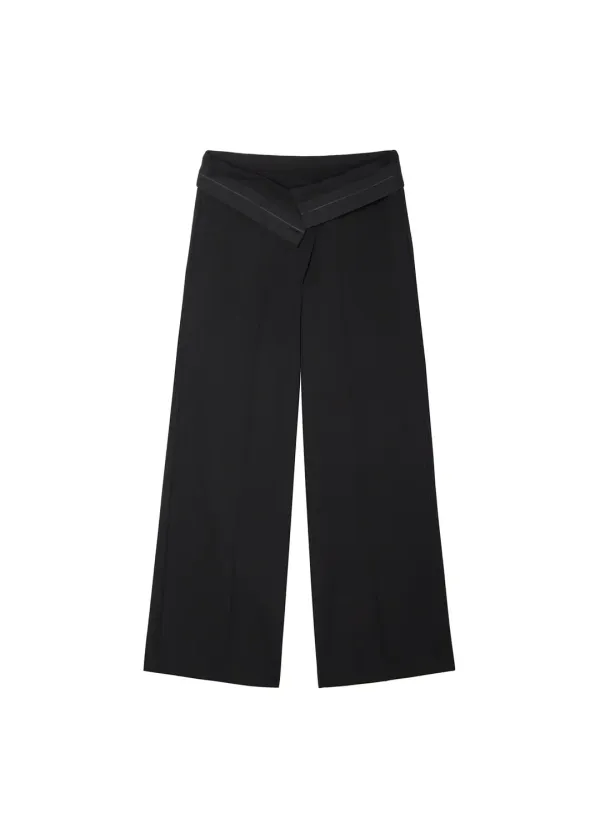 WAIST-DETAIL TAILORED TROUSERS (BLACK)