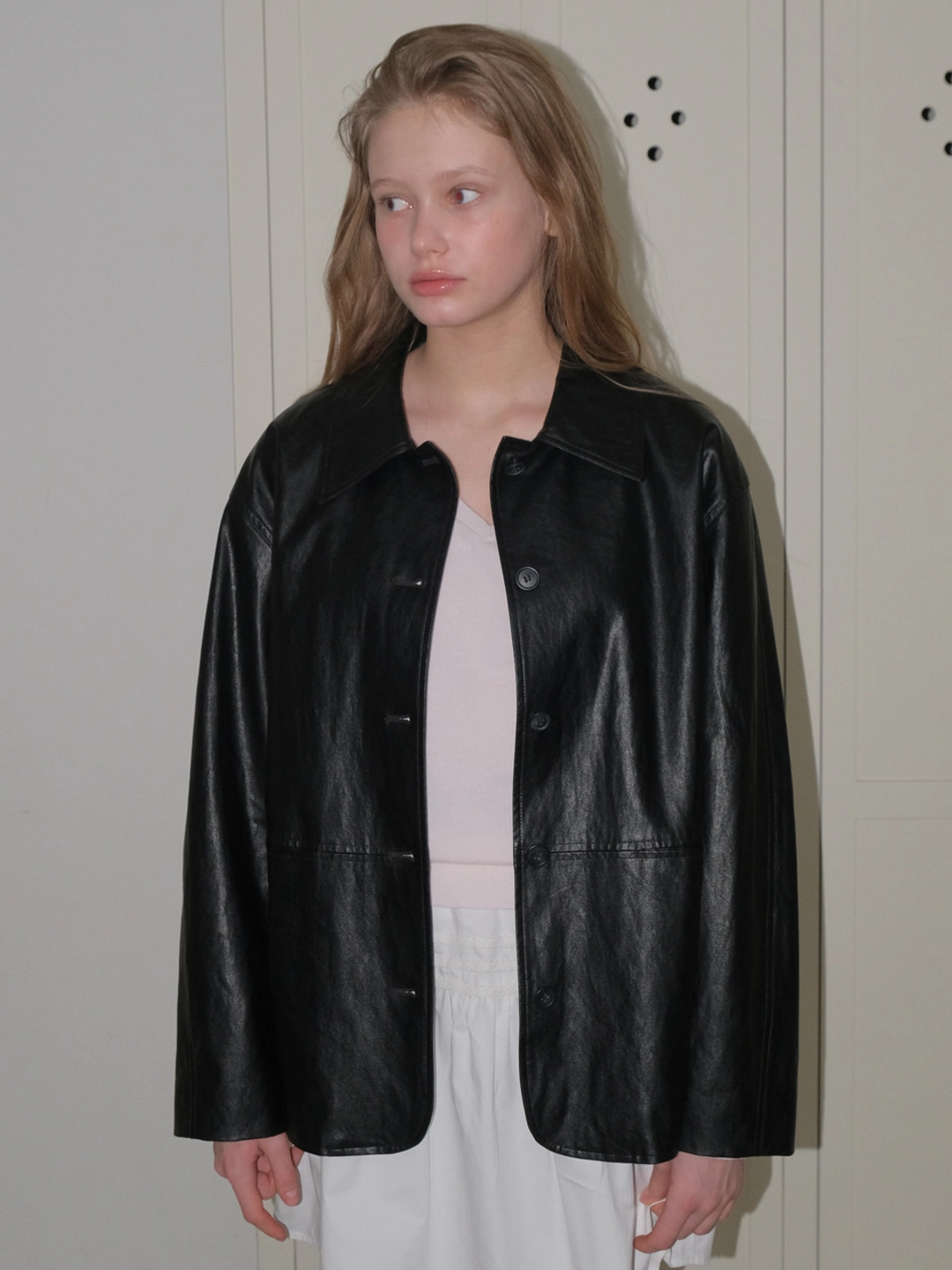 어몽 A FAUX LEATHER JACKET_BLACK 상품 이미지 3