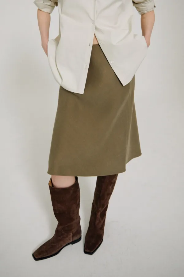Ralen Midi Skirt (Khaki)