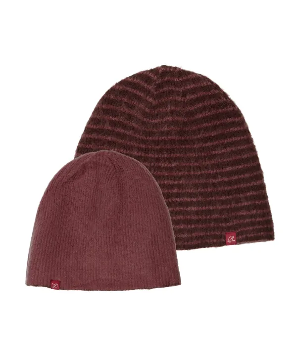 Reversible Stripe Beanie-Burgundy