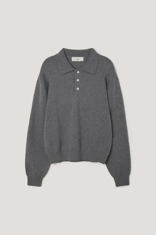 UNISEX CASHMERE COLLARED SWEATER MELANGE GREY_UDSW6A104G2