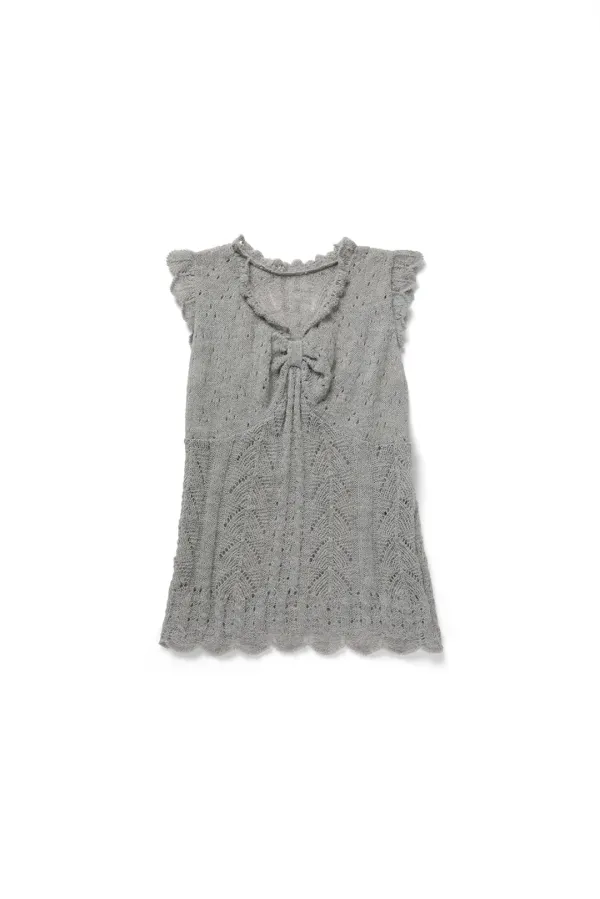Ribbon sleeveless knit_gray