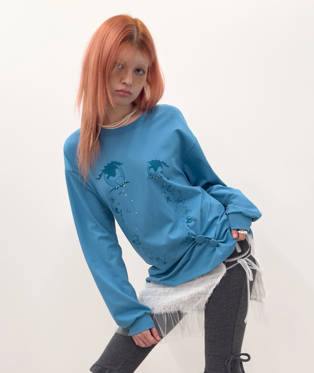 타입서비스 [7차] Cry Eyes Ruched Top [Blue] 상품 이미지 2