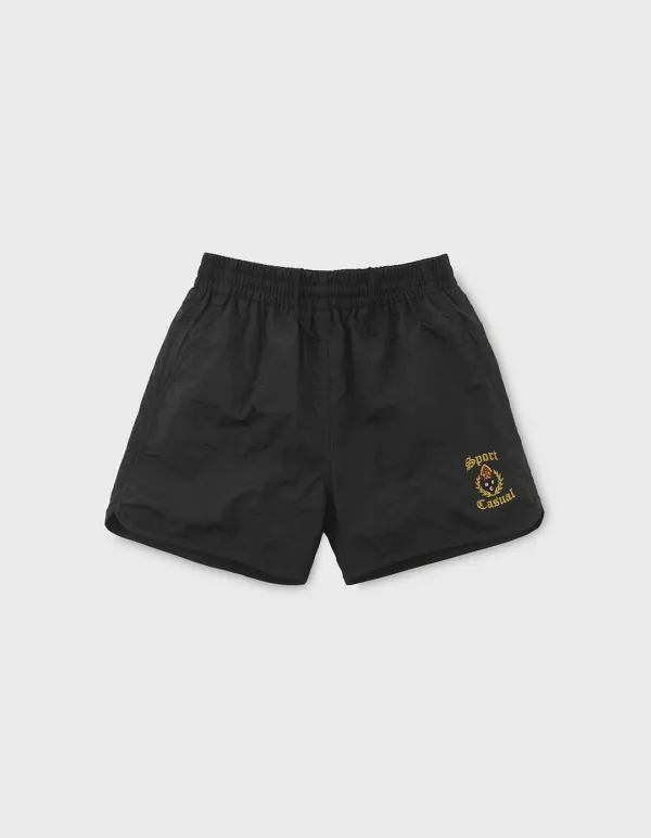 CHILDREN S&C CREST NYLON WASHER SHORTS / Black
