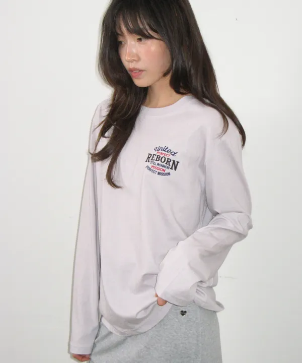 VINTAGE EMBROIDERY LONG SLEEVE LIGHT PURPLE