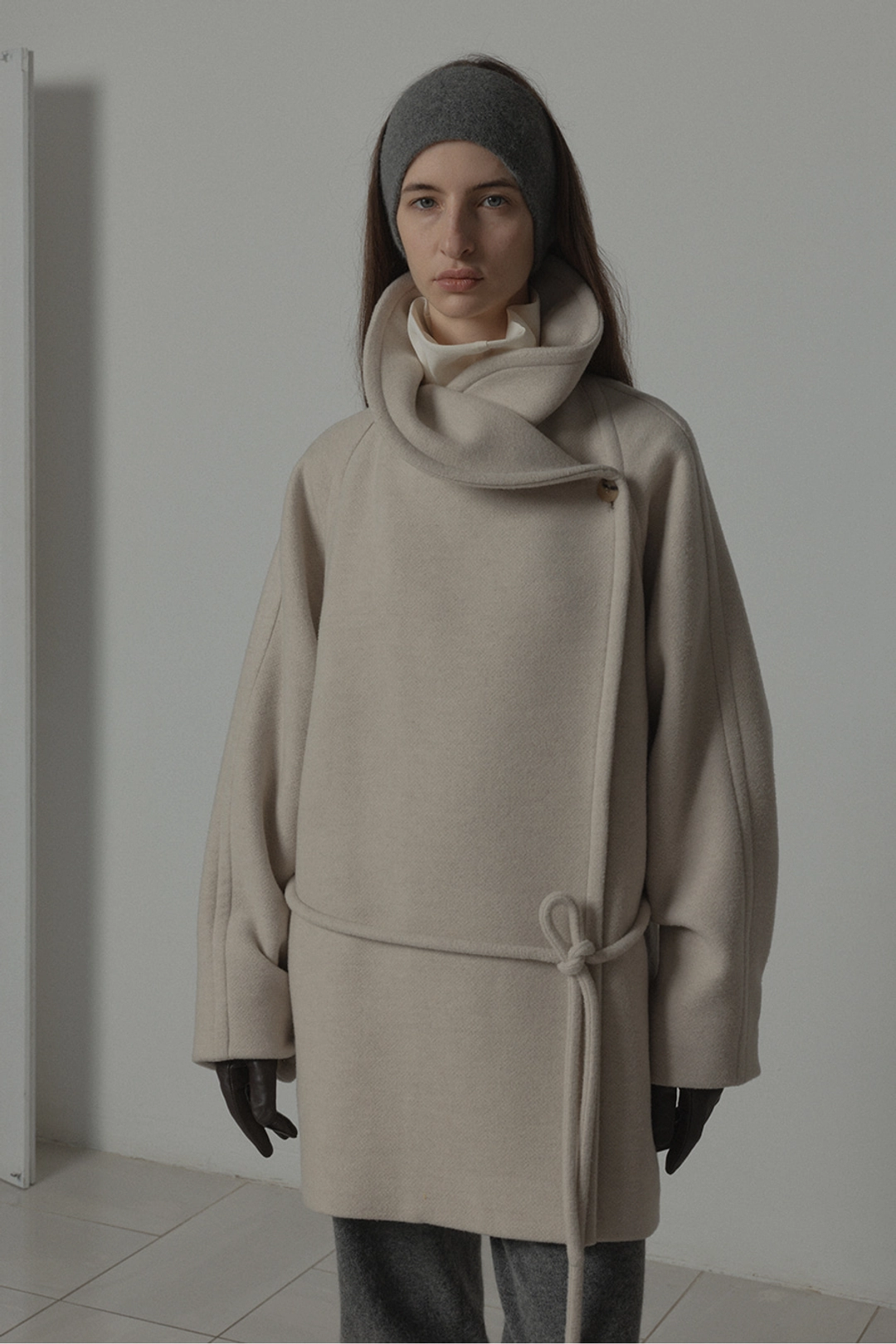르917 STAND NECK WOOL HALF COAT [LIGHT BEIGE] 상품 이미지 2
