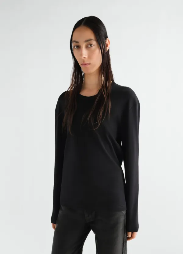 RIB LONG SLEEVE TOP IN JERSEY