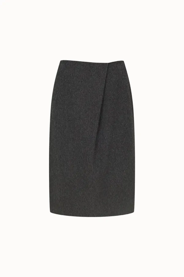 One-tuck Midi Skirt[LMBEAUSK406]-Charcoal