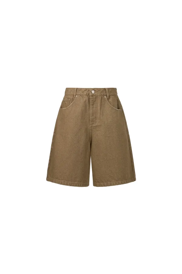 [1st REORDER] DYED BERMUDA DENIM PANTS [BEIGE]