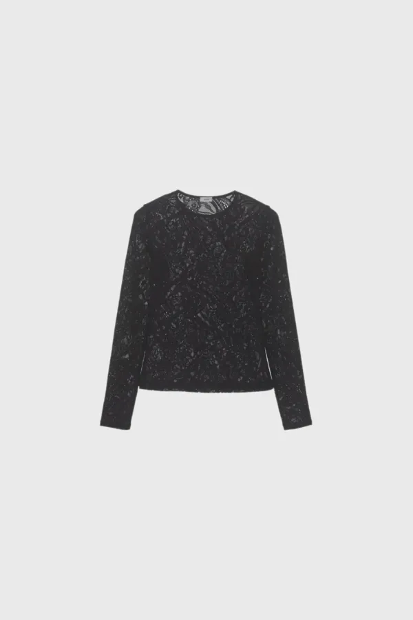 Lace long sleeve t shirt  (black / white)