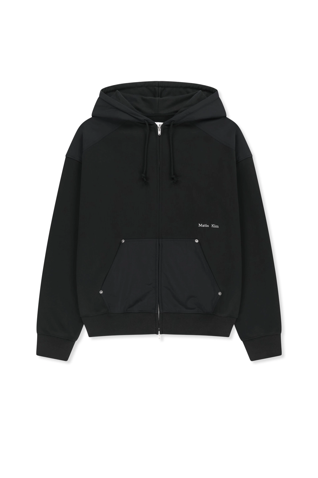마뗑킴 COLOR BLOCK HOODY ZIP UP IN CHARCOAL 상품 이미지 1