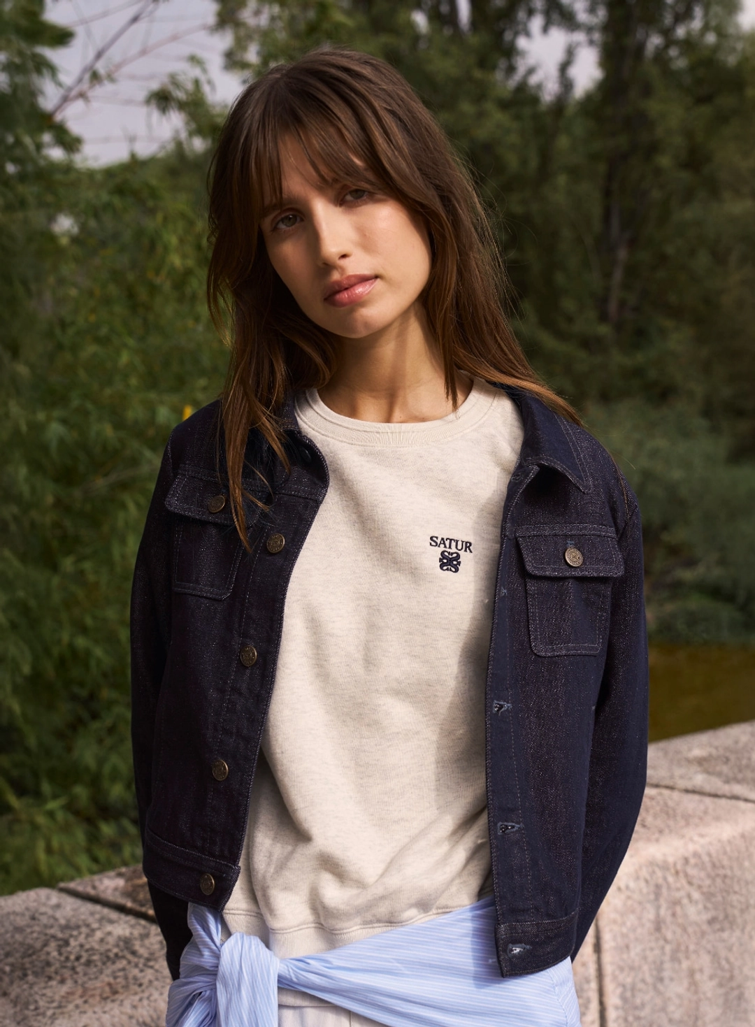 세터 [이민정 Pick] (W) Loren Small Logo Basic Crop Sweatshirt - Oatmeal 상품 이미지 2