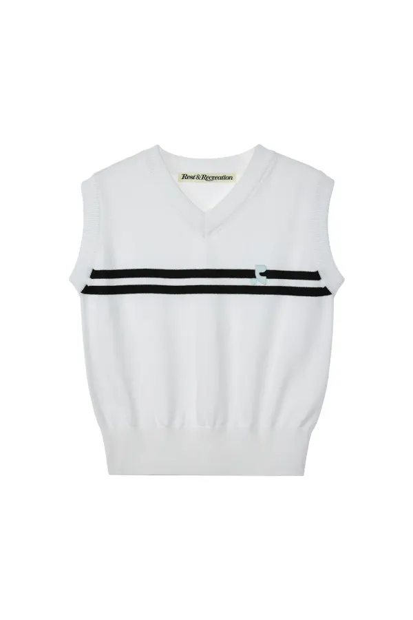 DOUBLE LINE KNIT VEST - IVORY