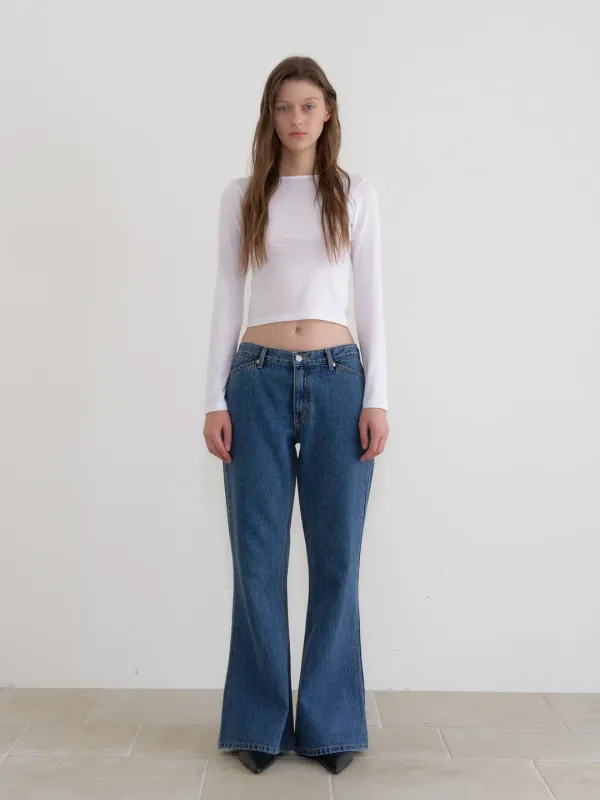 019 old fashioned boots cut denim (blue)
