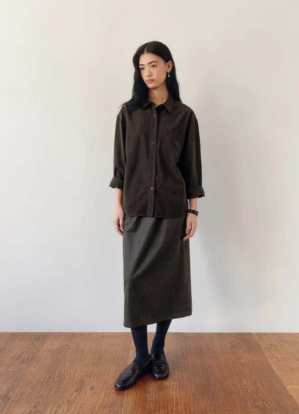 Julian Wool Skirt (Herringbone Brown) - Kair