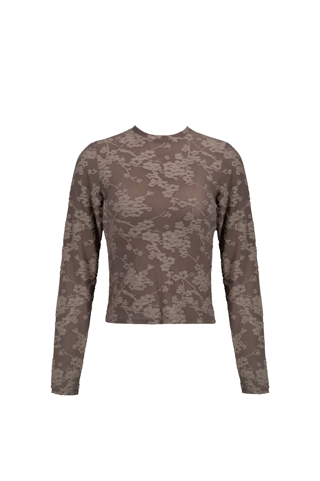 포코포스카 FLORAL LONG-SLEEVE TOP (TAUPE) 상품 이미지 1