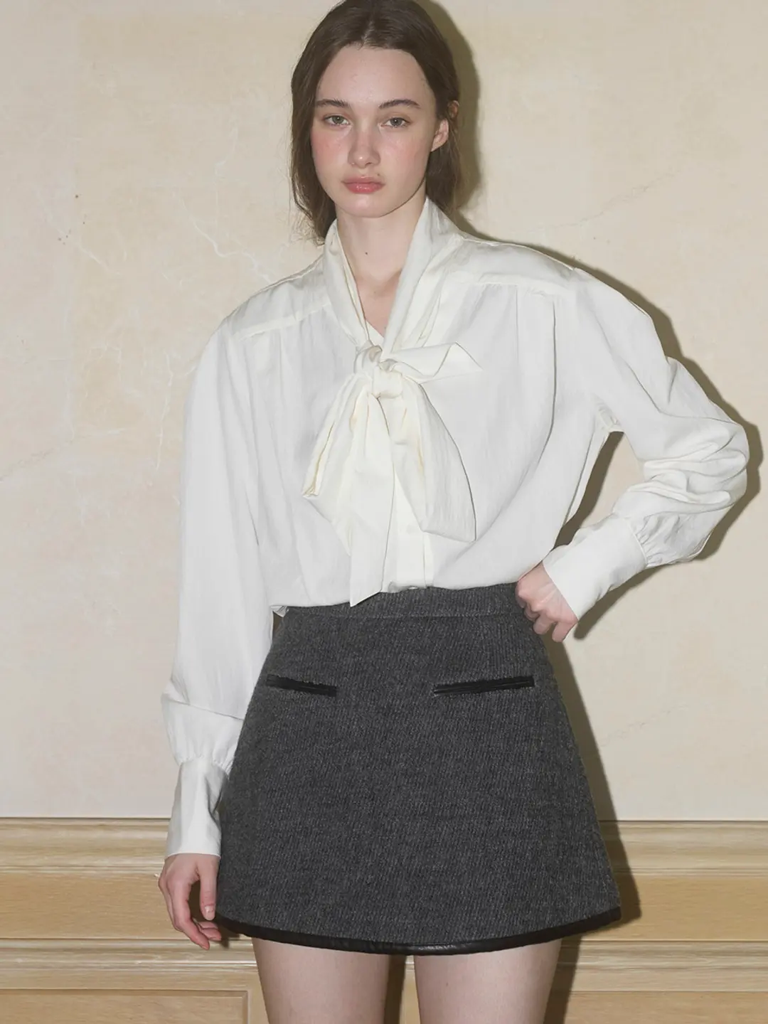 쏘이르 WOOL POCKET MINI SKIRT - GRAY 상품 이미지 2