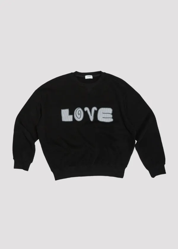 APPLIQUE WARM SWEAT LOVE BLACK