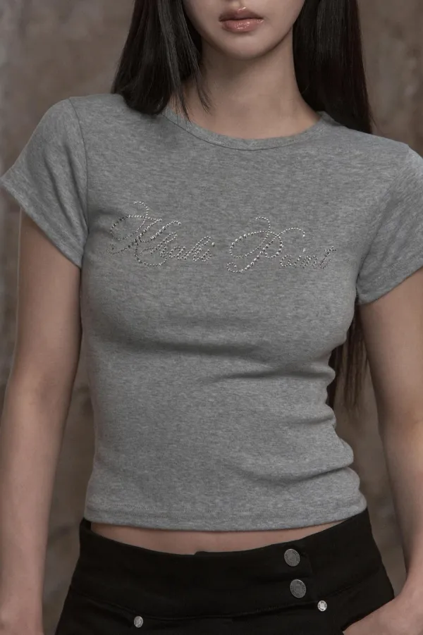 Crystal Cursive Top (gray)