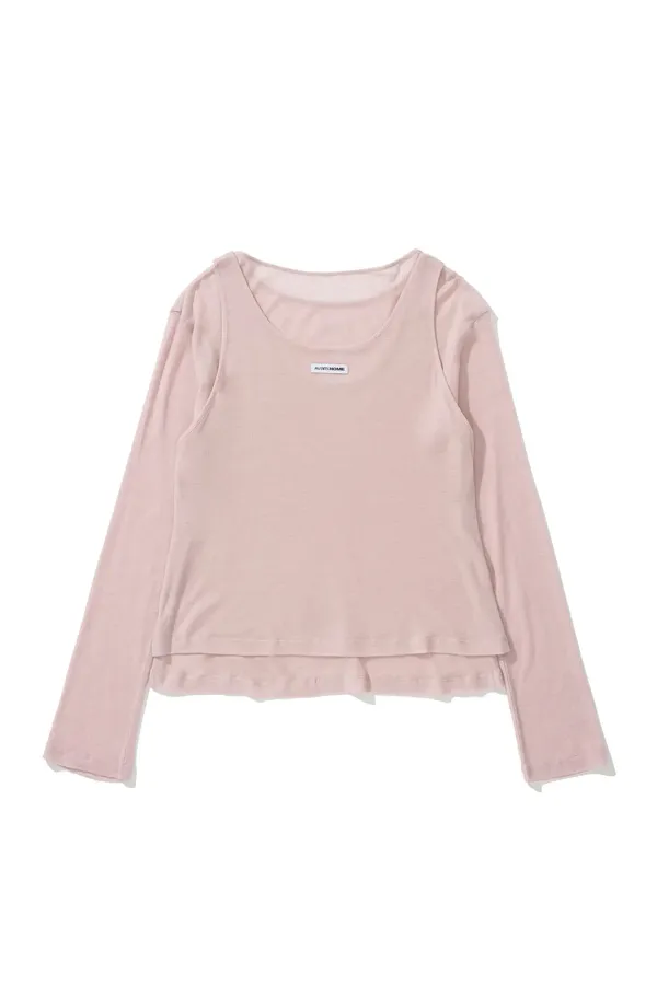 [블랙핑크 지수 착용] Layered Loose Long Sleeve Set Pink
