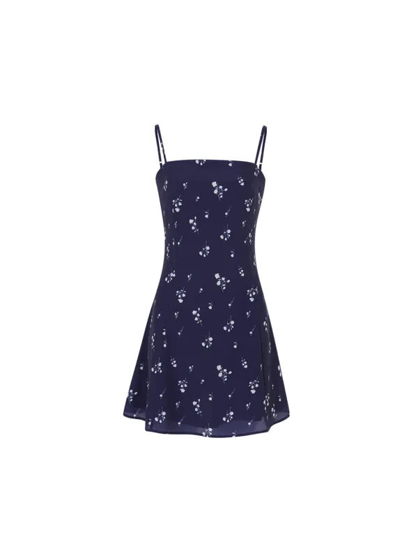 Floral flare dress (Navy)