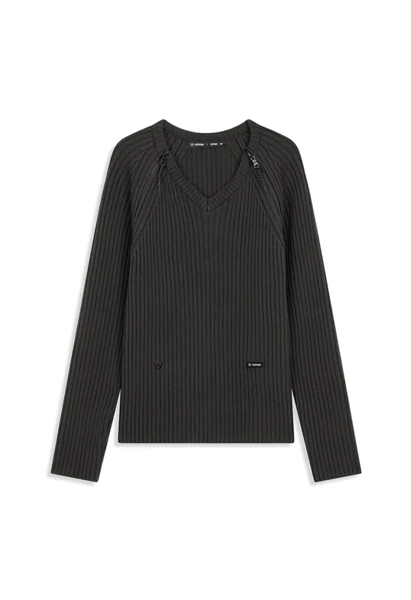 OPEN YY x HELINOX ZIP SLIT KNIT, CHARCOAL GRAY