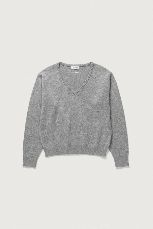 MODEST WOOL V-NECK KNIT [MELANGE GRAY]