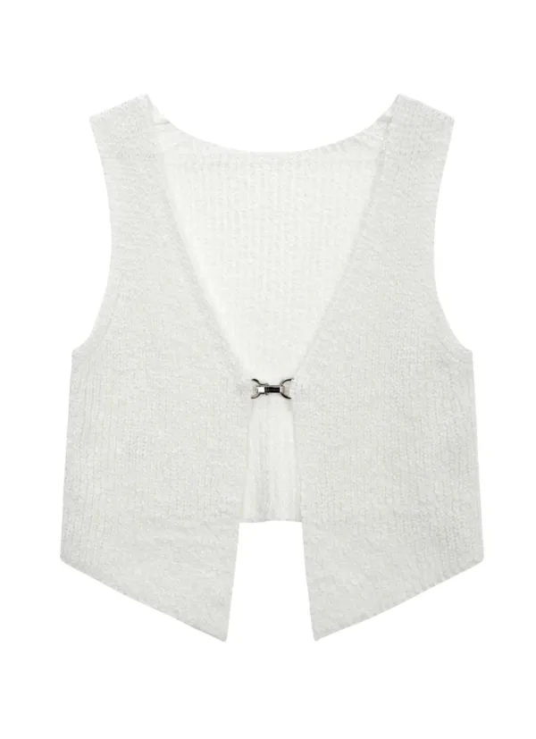 Soft Texture Versa Knit Vest [ Ivory ]