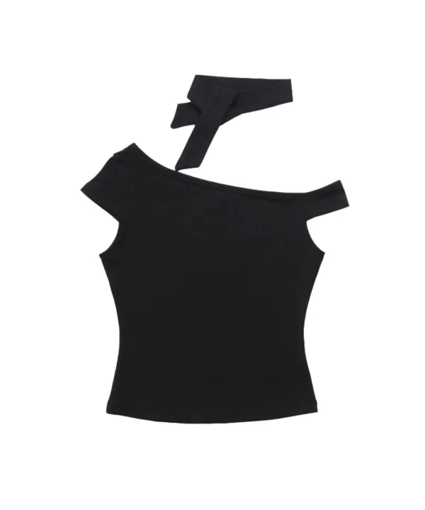 PETITE SCARF SHORT SLEEVE BLACK