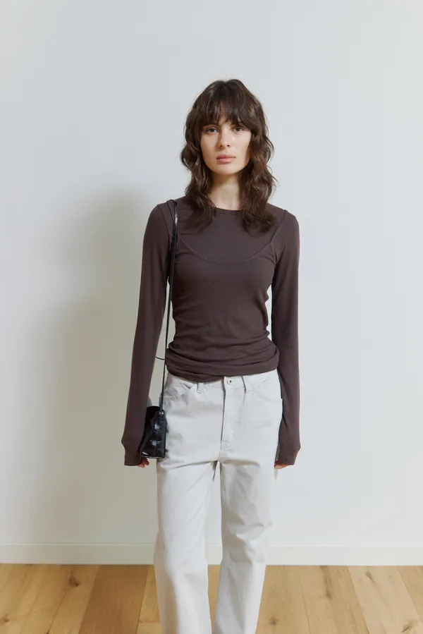 Maui Layered Tee in Brown