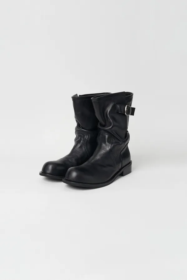 Buckle Leather Slouch (black)