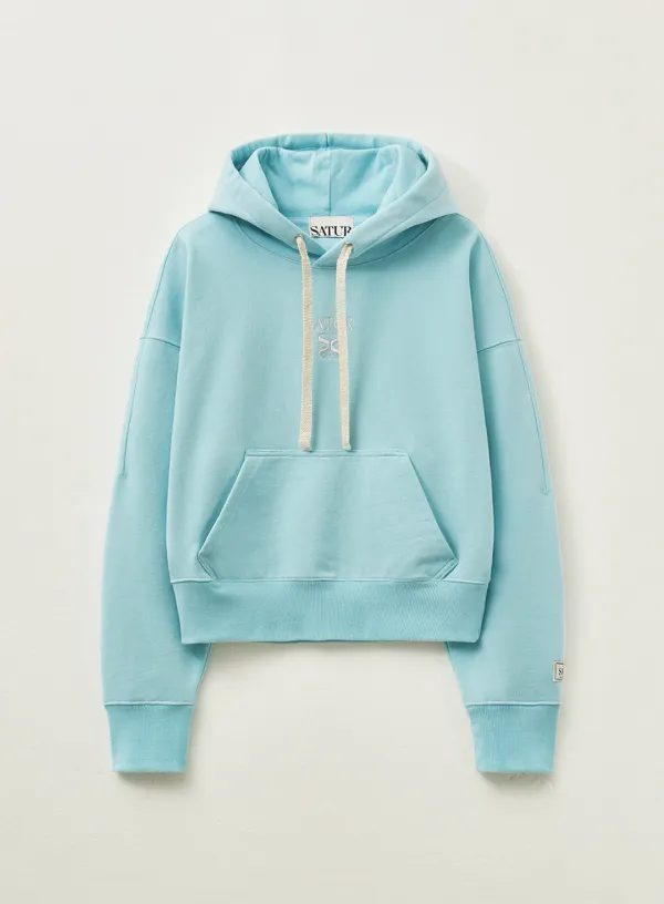 (W) Apero Pocket Crop Hoodie - Blue
