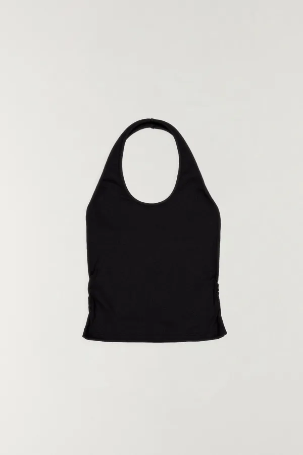 홀터넥 셔링 탑 BLACK